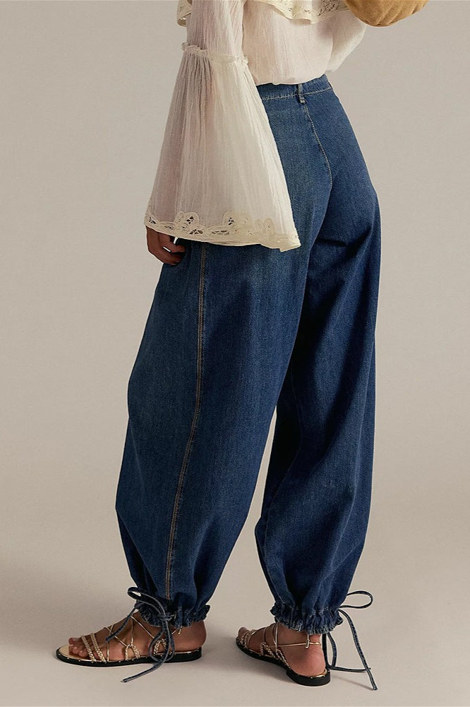 Loose Cuffed Ruched Tie Jeans image 5