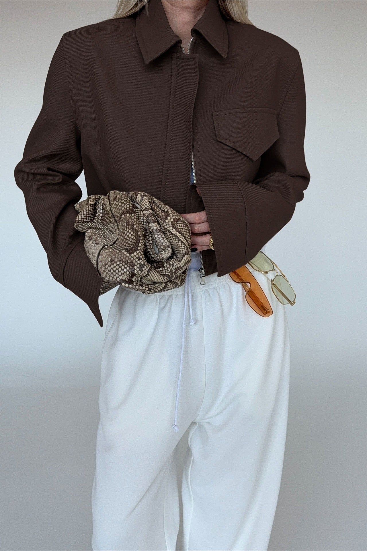 Short Length Brown Zip Closure Jacket image 1