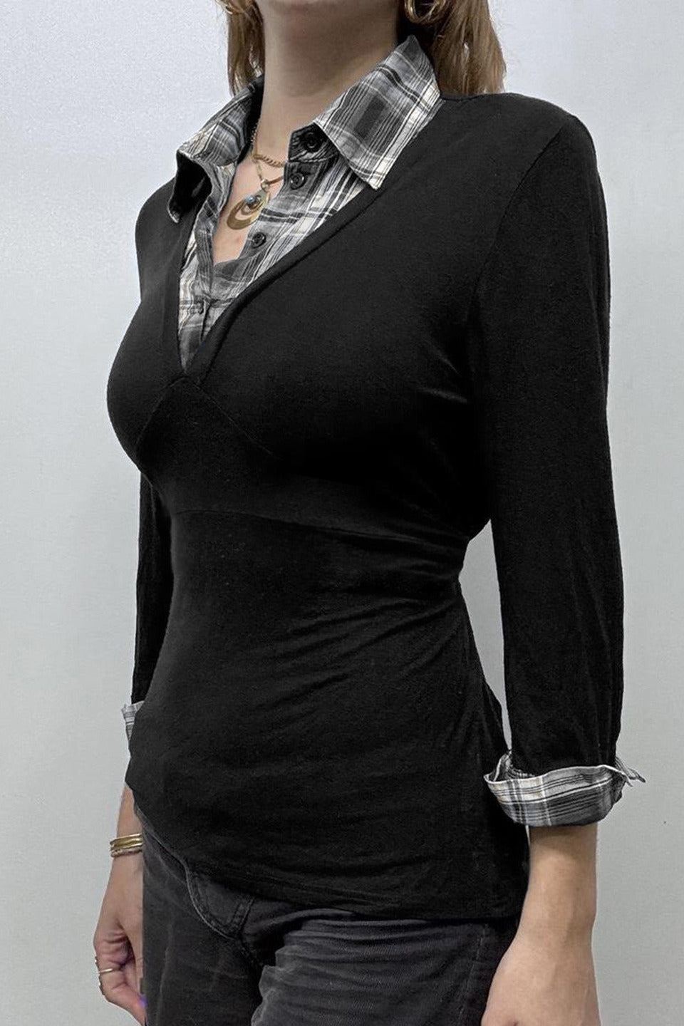 Knit Camouflage Fitted Long Sleeve Blouse image 3