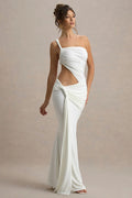 One Shoulder Ruched Backless Bodycon Maxi Dress image 3