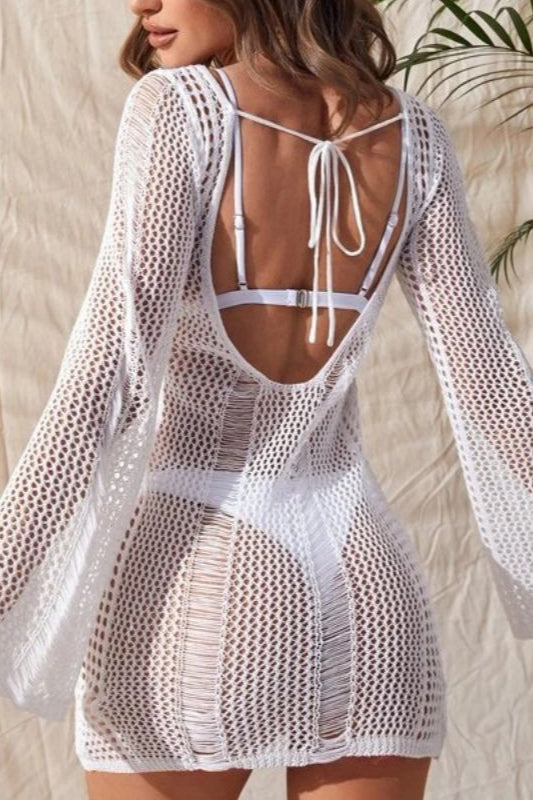 Sexy Backless Crochet Bikini Cover Up image 3