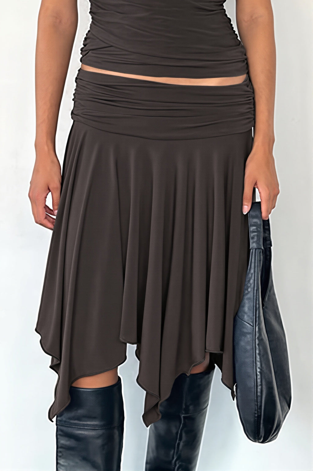 Ruffled Irregular Draped Midi Skirt image 1
