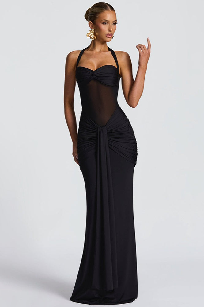 Tie Strap Mesh Maxi Party Dress image 5
