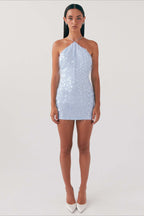 Backless Halter Sequin Lace Up Party Dress image 6