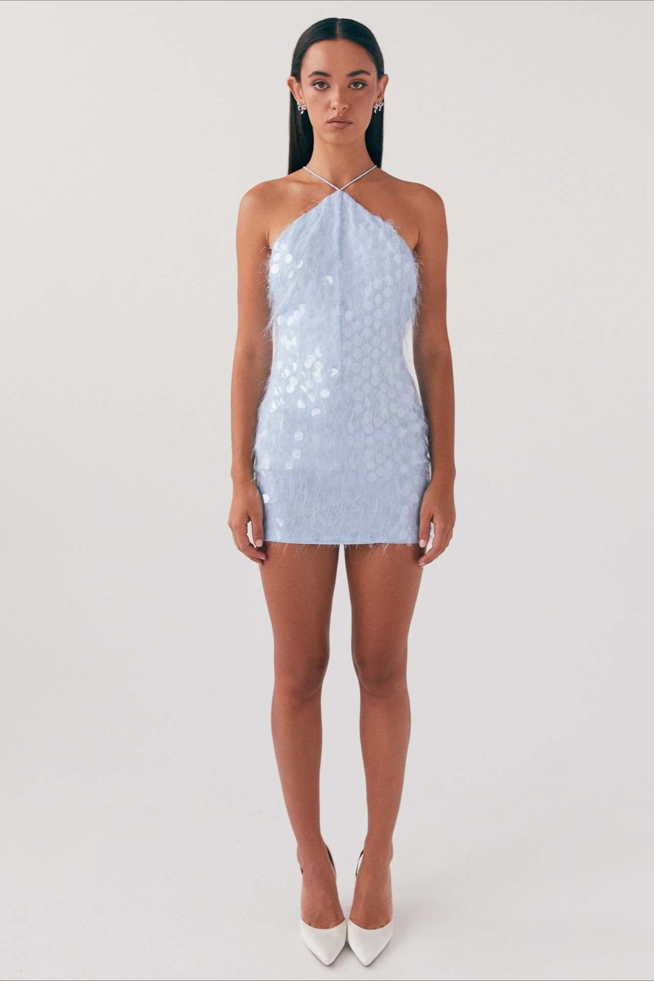 Backless Halter Sequin Lace Up Party Dress image 6