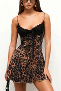 Leopard Print Lace Patchwork Cami Mini Dress image 1