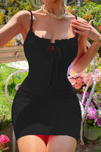 Slim Solid Cami Tie Bodycon Mini Dress image 4