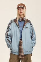 Reversible Stand Collar Colorblock Jacket image 7