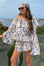 Zebra Print Flowy Off Shoulder Mini Dress image 1