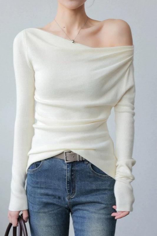 Chic Off Shoulder Fitted Knit Top image 6