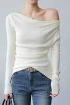 Chic Off Shoulder Fitted Knit Top image 6