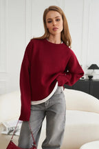 Loose Basic Knit Pullover Sweater image 18