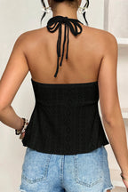 Hollow Out V Neck A-Line Halter Top image 7