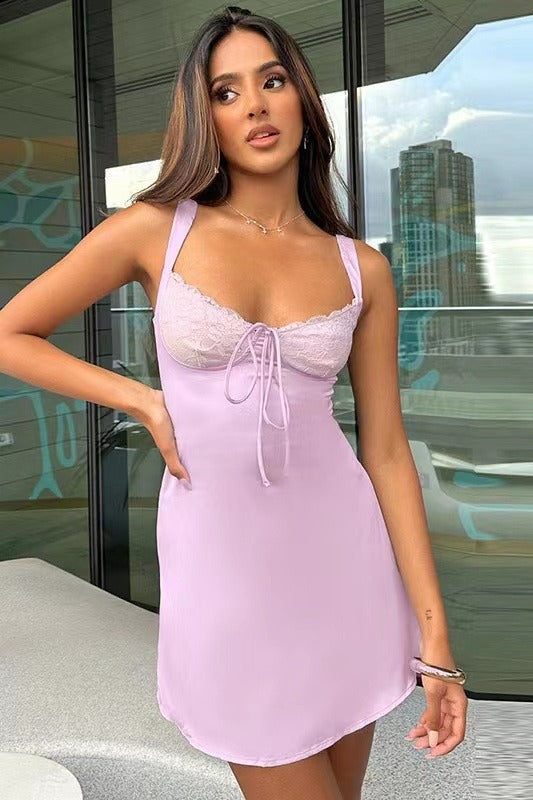 Backless Lace Panel A-line Cocktail Dress image 13