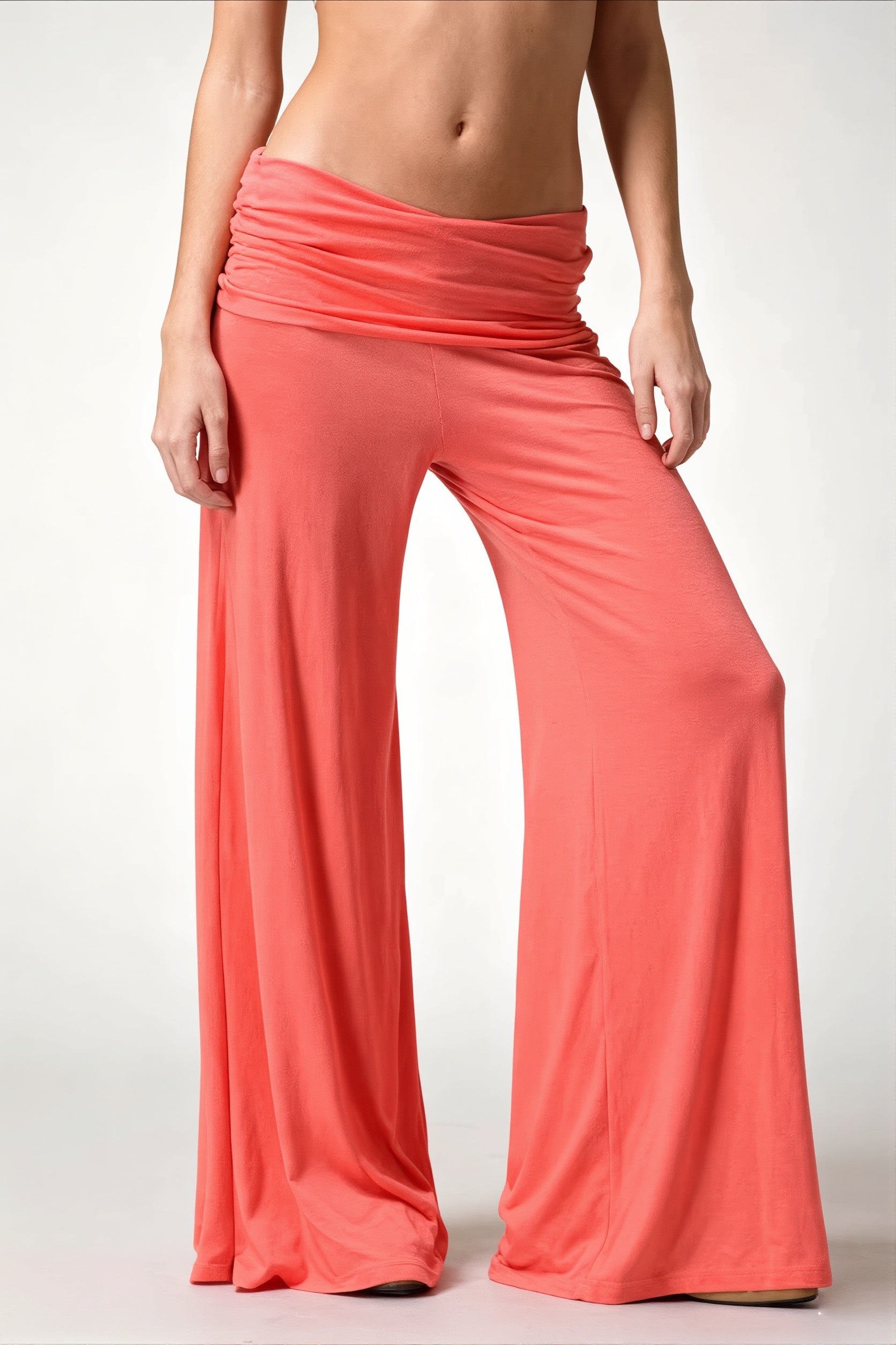 Solid Wide Leg Flare Casual Pants image 3