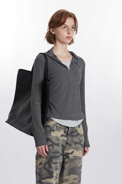 Mock Two-Piece Half-Zip Knit Top image 9