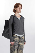 Mock Two-Piece Half-Zip Knit Top image 9