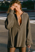 Sexy V Neck Knit Collar Blouse image 1