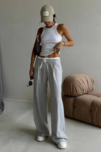 Tie Waist Two Piece Look Trousers Pants image 1