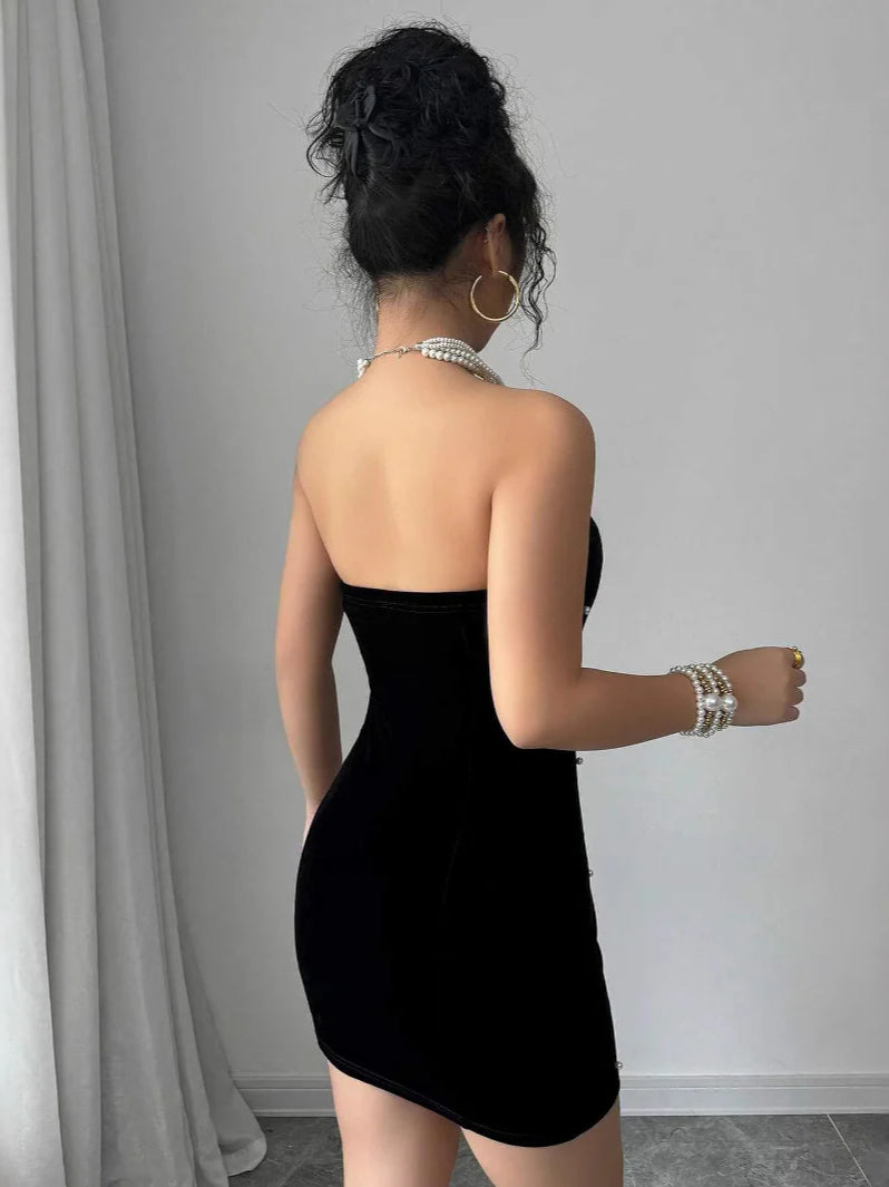 Pearl Velvet Party Evening Party Dress image 2