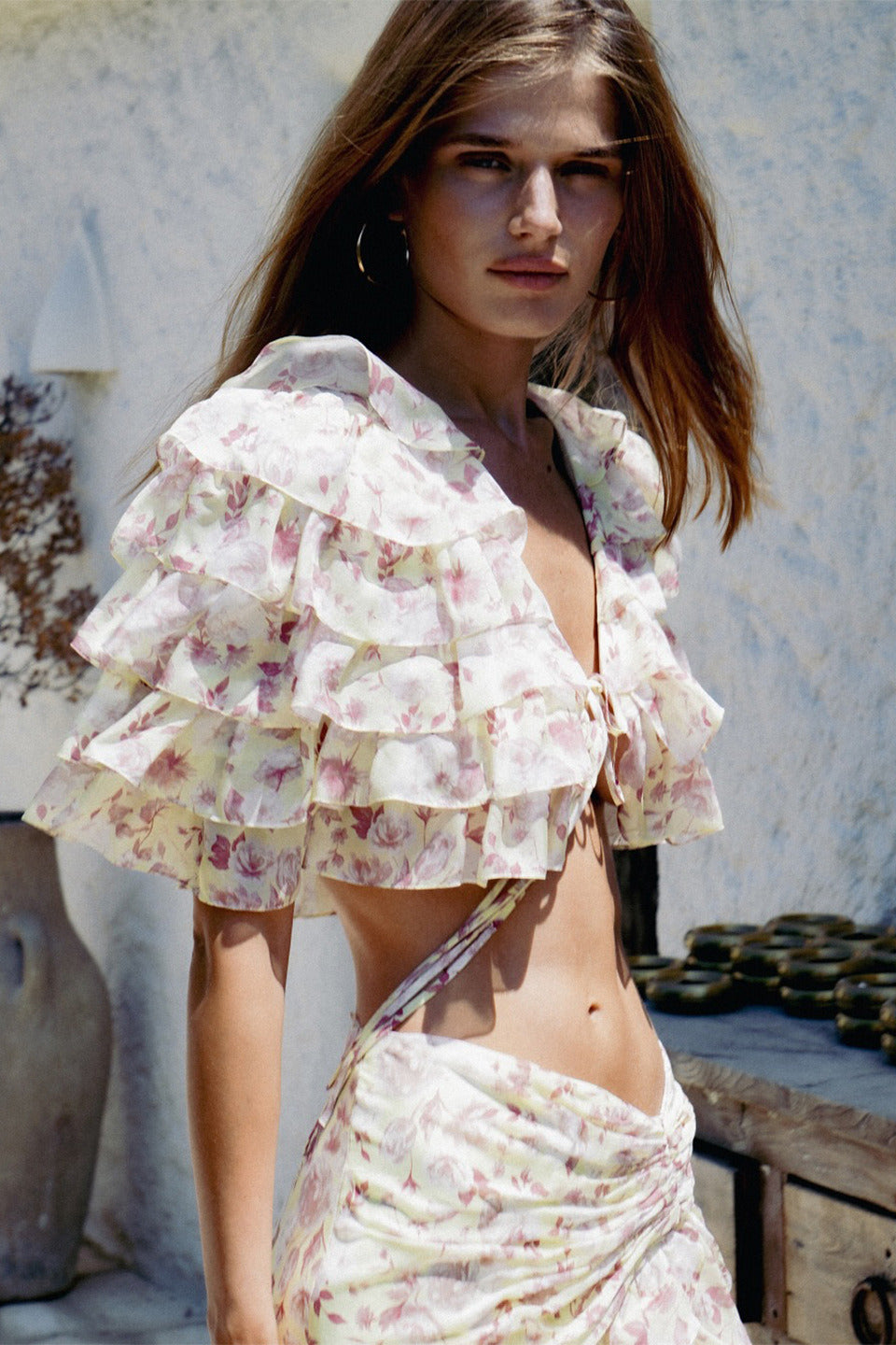 Ruffled Tiered Split Cake Skirt Two Piece Set image 3