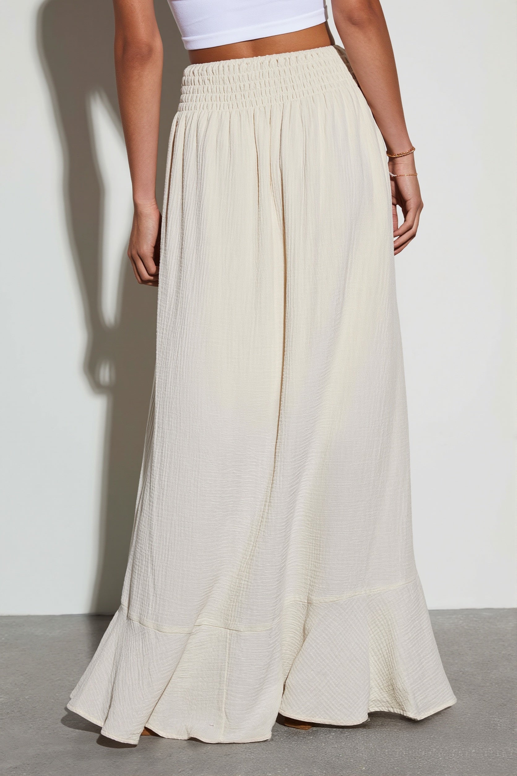 Solid Color Tie Waist Casual Skirt image 5