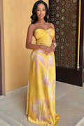 Print Backless Strapless Beach Maxi Dress image 2