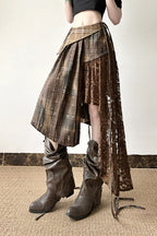 Wasteland Plaid Asymmetrical Lace Skirt image 2