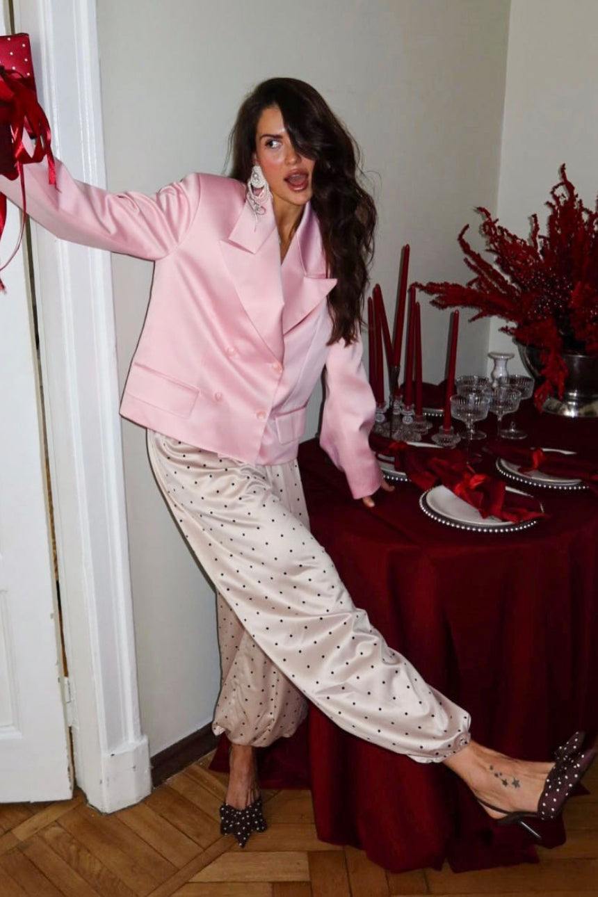 Polka Dot Satin Loose Pants image 3