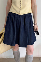 Vintage Blue High Waist A Line Denim Mini Skirt image 1