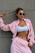 Athletic Velvet Collar Zipper Long Sleeve Two Piece Set image 1