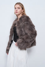 Faux Raccoon Fur Plush Coat with Retro Style image 4