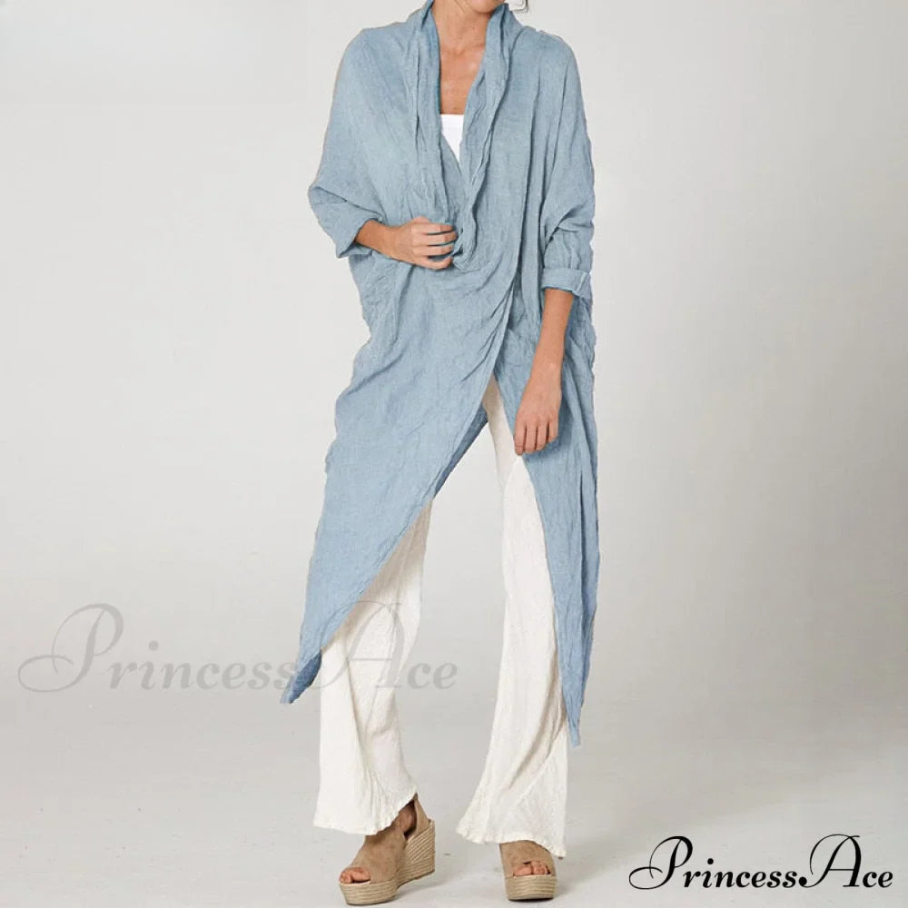 Solid Asymmetrical Cowl Neck Blouse image 1