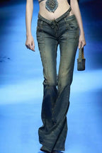 Rivet Stitch Low Rise Flared Jeans image 3