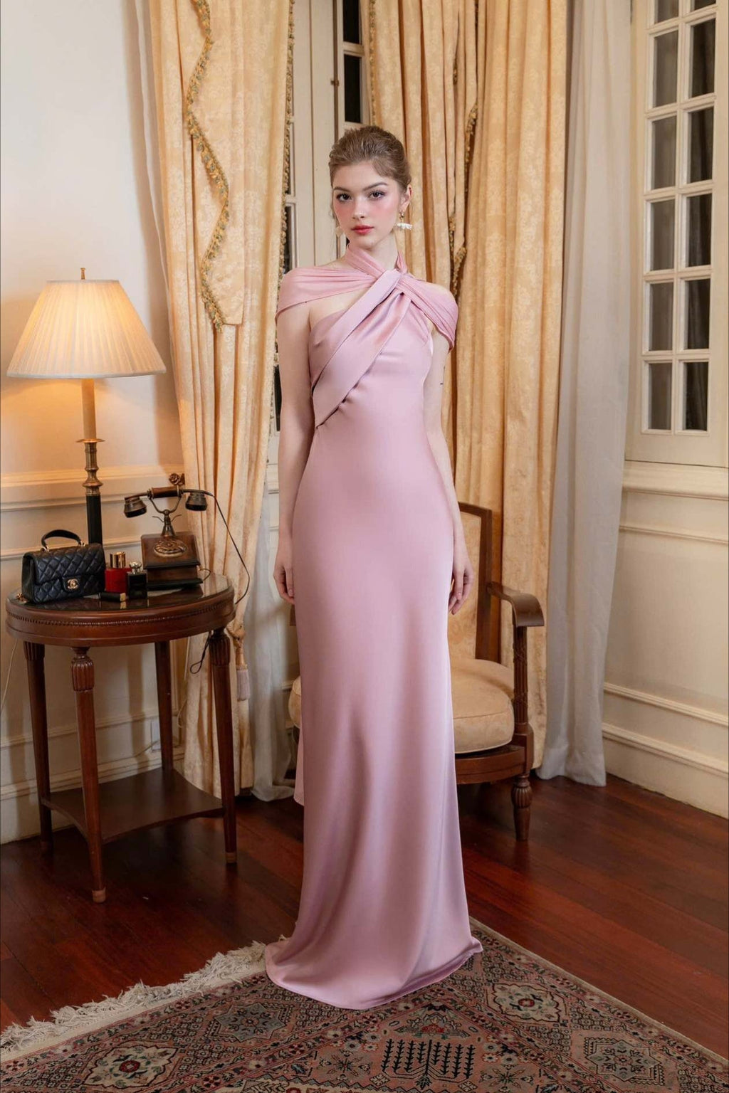 Satin Mermaid Slim Fit Elegant One Shoulder Solid Color Prom Dress image 4