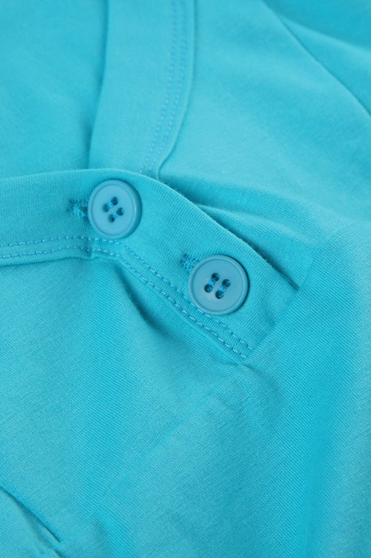 Buttoned Puff Sleeve U Neck Slim Blouse image 3