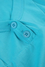 Buttoned Puff Sleeve U Neck Slim Blouse image 3