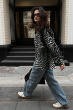 Leopard Print Long Sleeve Open Front Coat image 2