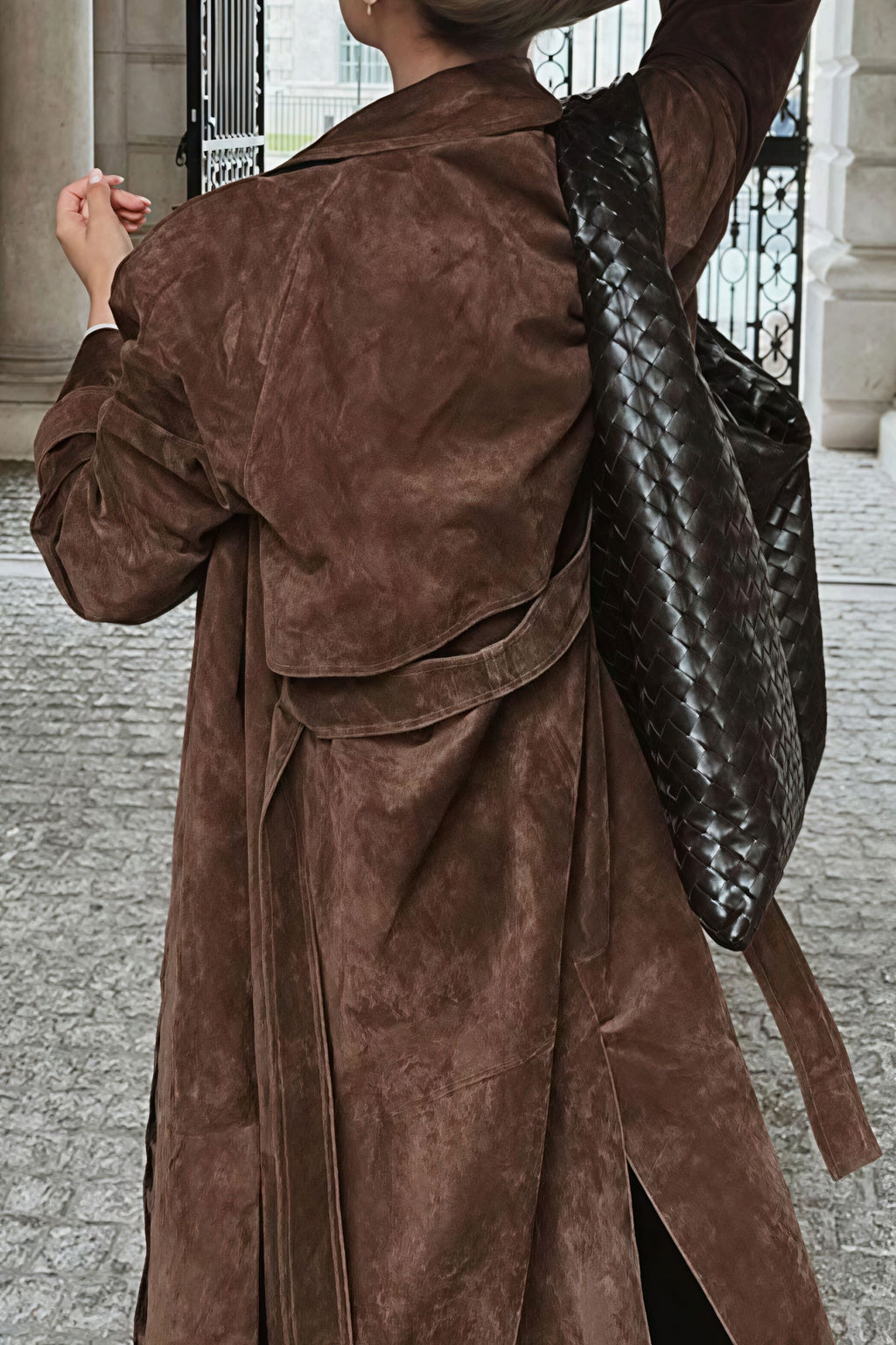 Double Breasted Tie Waist Long Elegant  Overcoat image 4