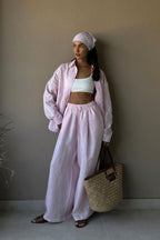 Cotton Loose Long Sleeve Shirt Pants Two Piece Set image 7
