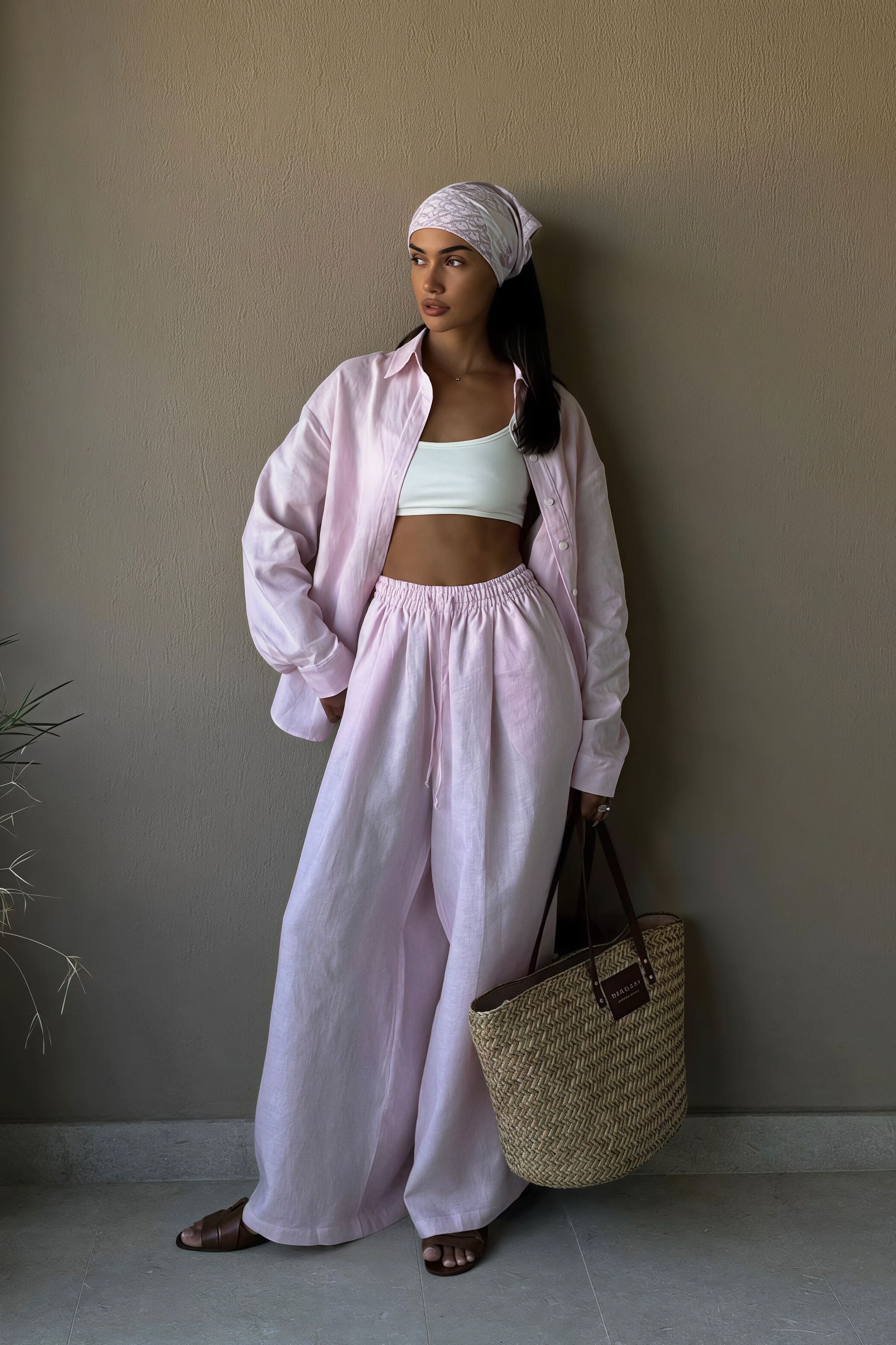 Cotton Loose Long Sleeve Shirt Pants Two Piece Set image 7