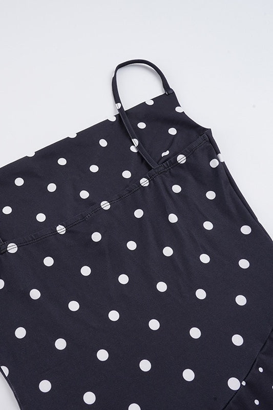 Halter Polka Dot Asymmetric Slit Mini Dress image 5
