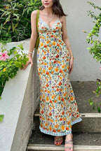 Spaghetti Strap Lace Backless Ruffle Floral Dress image 4