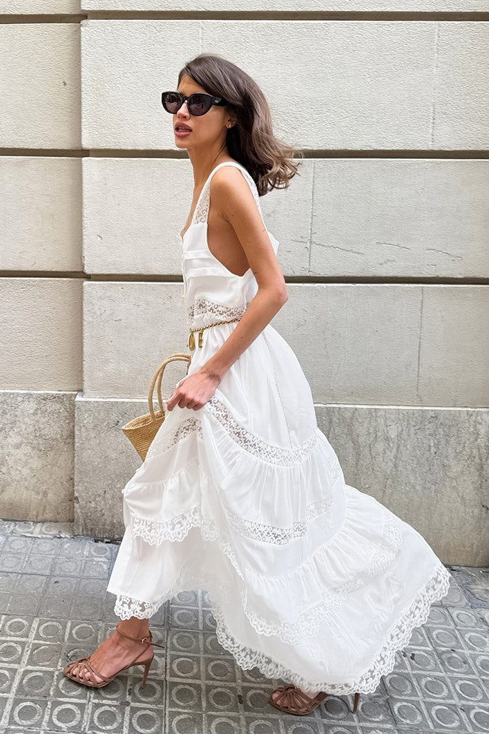 Boho Lace Patchwork Ruffle Loose Maxi Dress image 2