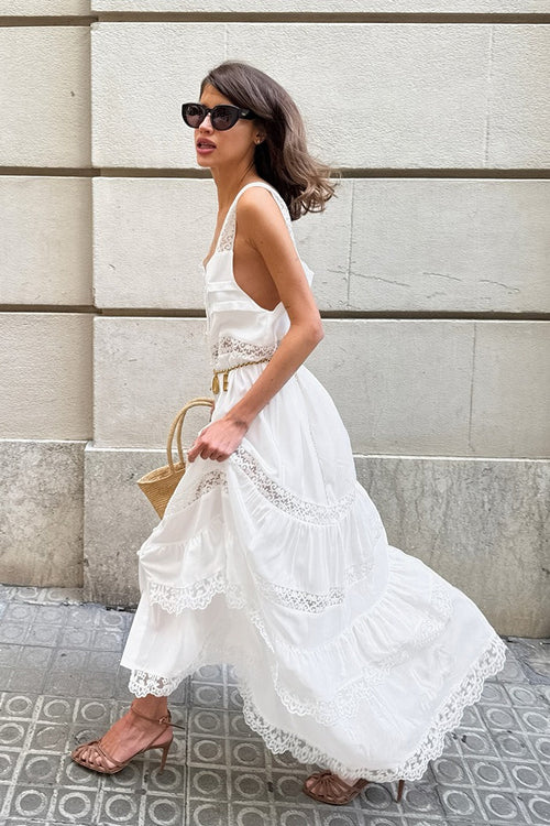 Boho Lace Patchwork Ruffle Loose Maxi Dress image 2
