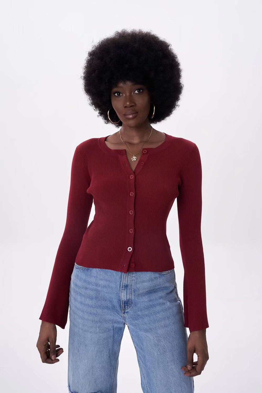 Flare Sleeve Button Cardigan image 8