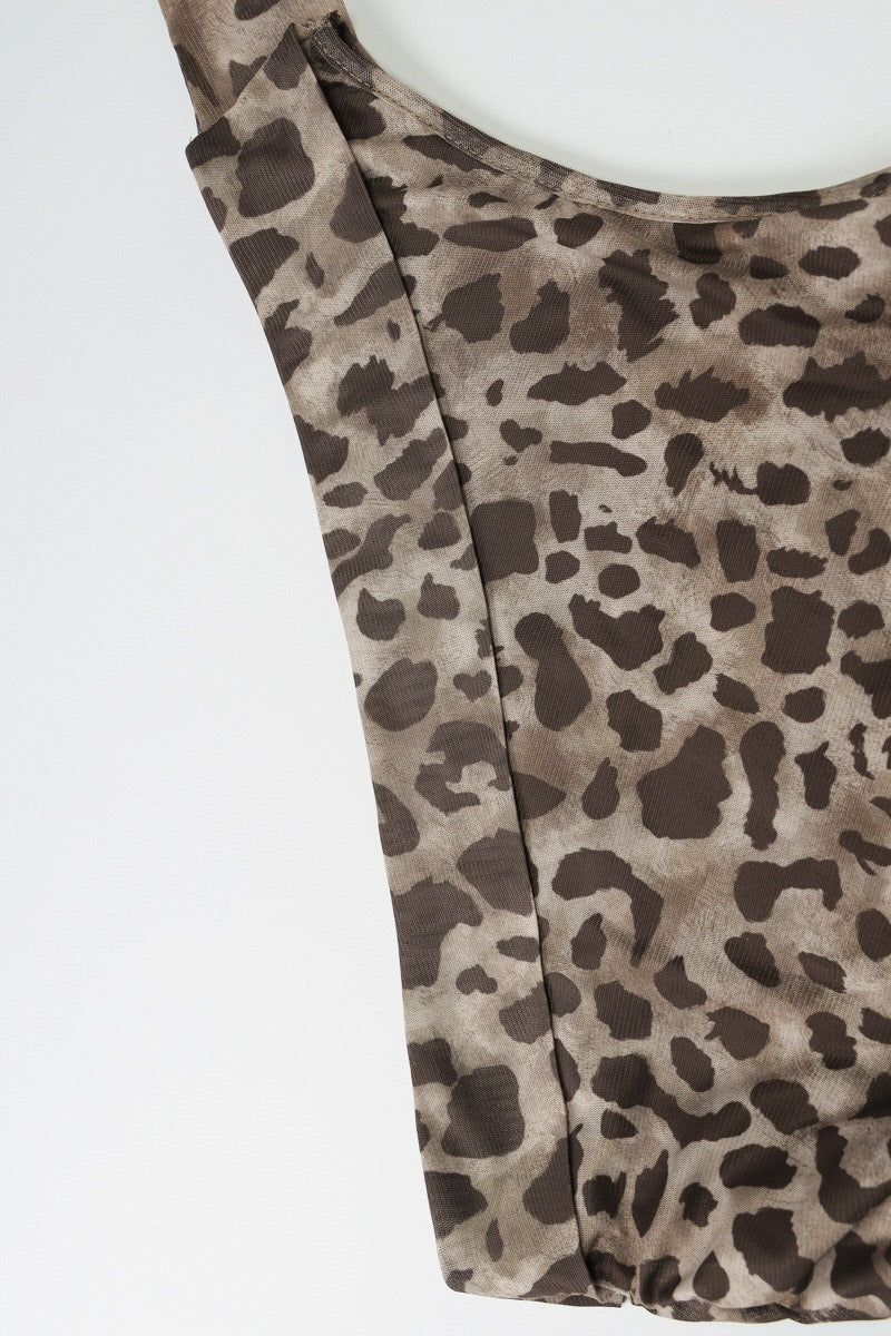 Leopard Asym Shoulder Sleeveless Halter Top image 5