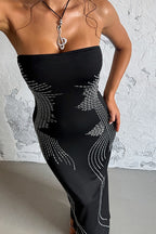 Rhinestone Strapless Off Shoulder Maxi Dress image 4