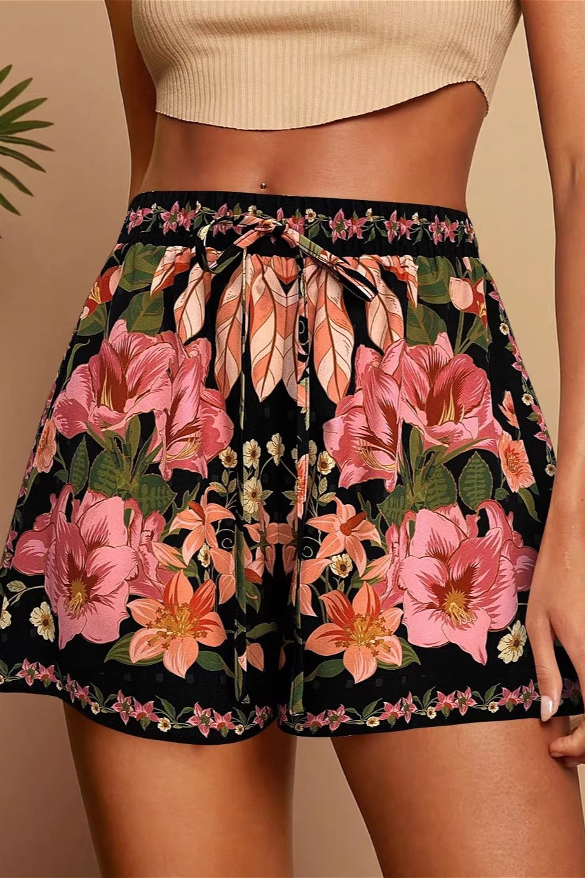 Tropical Print High Waist Vacation Shorts image 3