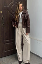 Retro Brown PU Leather Jacket image 3